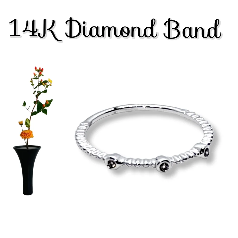 14K White Gold Diamond Band